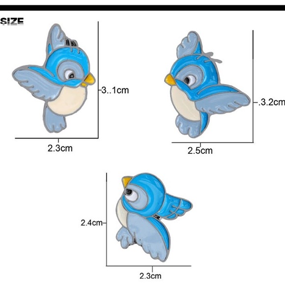 Cute Three Little Blue Bird Pins - Picture 4 of 4
